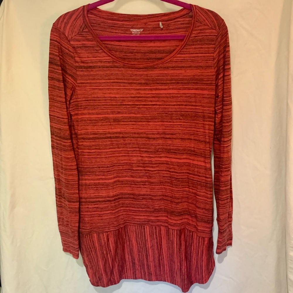 Red & black striped long sleeve top size Medium Toad&Co.